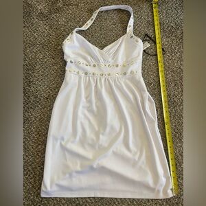 David Meister White Halter Dress w/ Silver Studs NWT size 10
